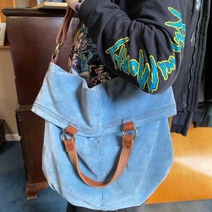 Lucky brand blue suede fold over bag